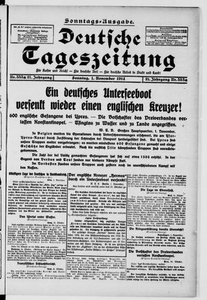 Deutsche Tageszeitung vom 01.11.1914