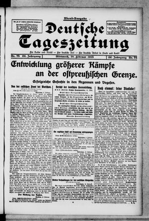 Deutsche Tageszeitung on Feb 10, 1915