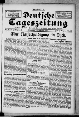 Deutsche Tageszeitung on Feb 16, 1915
