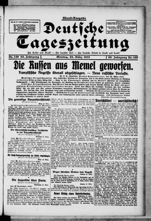 Deutsche Tageszeitung vom 22.03.1915