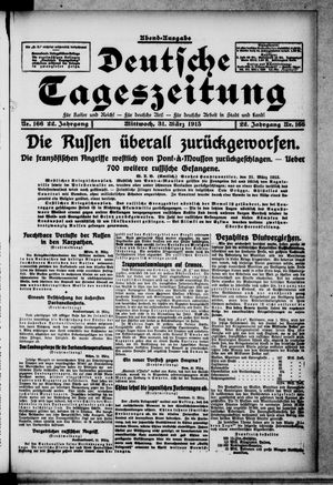 Deutsche Tageszeitung on Mar 31, 1915