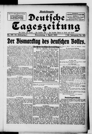 Deutsche Tageszeitung on Apr 1, 1915