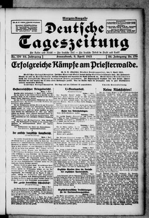 Deutsche Tageszeitung on Apr 3, 1915
