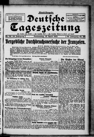 Deutsche Tageszeitung vom 15.04.1915
