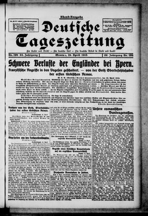 Deutsche Tageszeitung on Apr 19, 1915