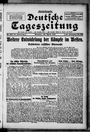 Deutsche Tageszeitung vom 20.04.1915