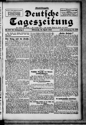 Deutsche Tageszeitung vom 21.04.1915