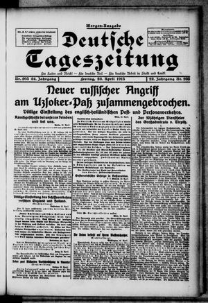 Deutsche Tageszeitung on Apr 23, 1915