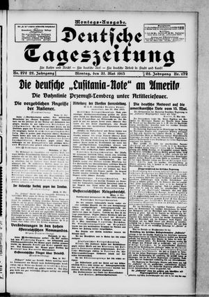 Deutsche Tageszeitung vom 31.05.1915