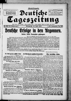 Deutsche Tageszeitung on Jul 14, 1915