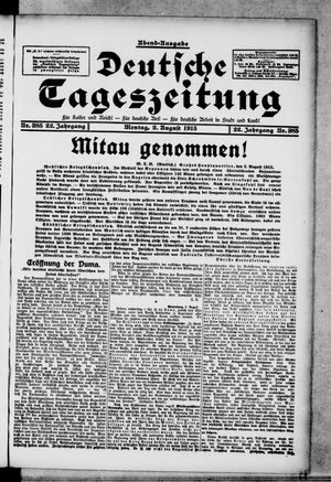 Deutsche Tageszeitung on Aug 2, 1915