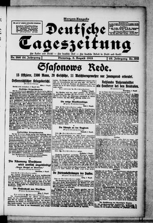Deutsche Tageszeitung vom 03.08.1915