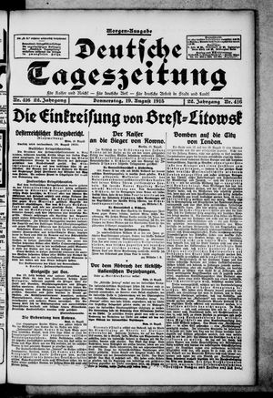 Deutsche Tageszeitung vom 19.08.1915