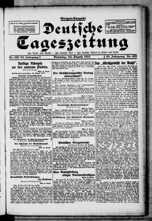 Deutsche Tageszeitung on Aug 24, 1915