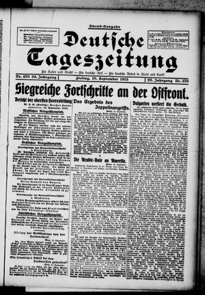 Deutsche Tageszeitung on Sep 10, 1915