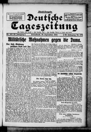 Deutsche Tageszeitung vom 18.09.1915