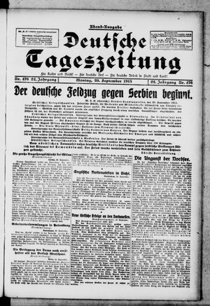 Deutsche Tageszeitung on Sep 20, 1915