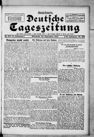 Deutsche Tageszeitung vom 22.09.1915