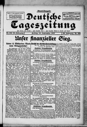 Deutsche Tageszeitung vom 24.09.1915