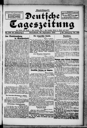 Deutsche Tageszeitung on Sep 25, 1915