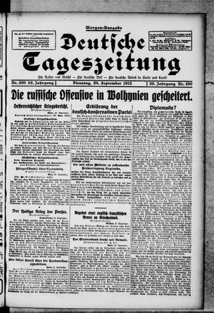Deutsche Tageszeitung vom 28.09.1915