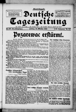 Deutsche Tageszeitung on Oct 15, 1915
