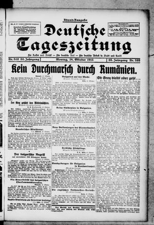 Deutsche Tageszeitung on Oct 18, 1915