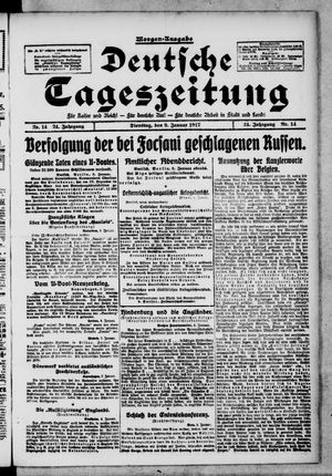 Deutsche Tageszeitung on Jan 9, 1917