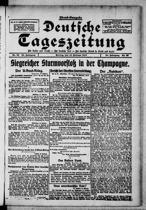 Deutsche Tageszeitung on Feb 16, 1917