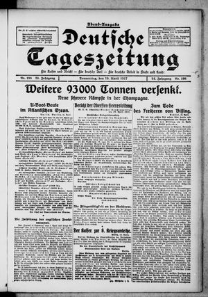 Deutsche Tageszeitung on Apr 19, 1917
