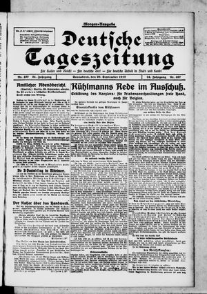 Deutsche Tageszeitung on Sep 29, 1917