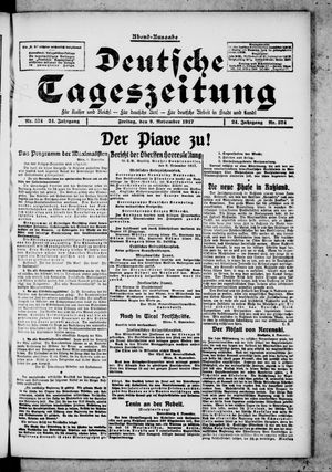 Deutsche Tageszeitung on Nov 9, 1917