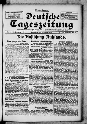 Deutsche Tageszeitung on Jan 19, 1918