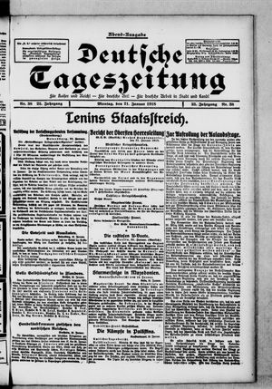 Deutsche Tageszeitung vom 21.01.1918