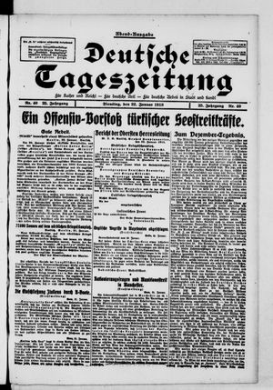 Deutsche Tageszeitung on Jan 22, 1918