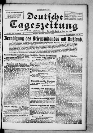 Deutsche Tageszeitung vom 11.02.1918