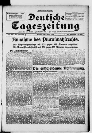 Deutsche Tageszeitung on May 3, 1918