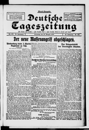 Deutsche Tageszeitung vom 20.08.1918