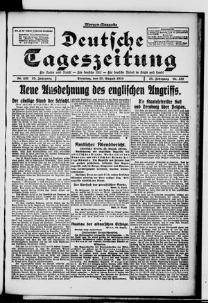 Deutsche Tageszeitung on Aug 27, 1918
