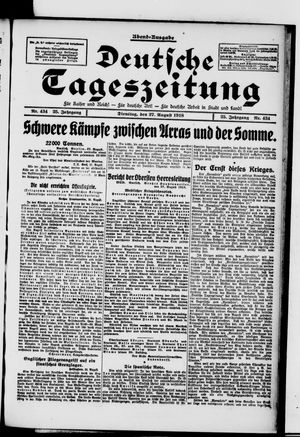 Deutsche Tageszeitung on Aug 27, 1918