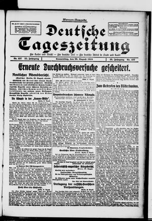 Deutsche Tageszeitung vom 29.08.1918