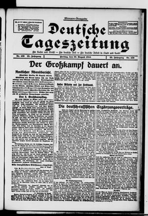 Deutsche Tageszeitung vom 30.08.1918