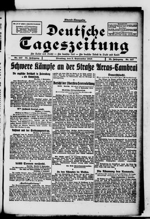 Deutsche Tageszeitung vom 03.09.1918