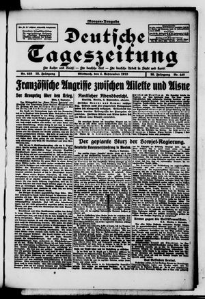 Deutsche Tageszeitung on Sep 4, 1918