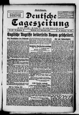 Deutsche Tageszeitung on Sep 4, 1918