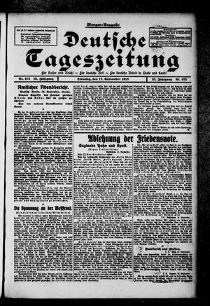 Deutsche Tageszeitung vom 17.09.1918
