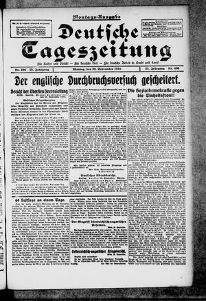 Deutsche Tageszeitung vom 30.09.1918