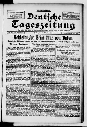Deutsche Tageszeitung vom 04.10.1918