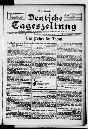 Deutsche Tageszeitung on Oct 5, 1918