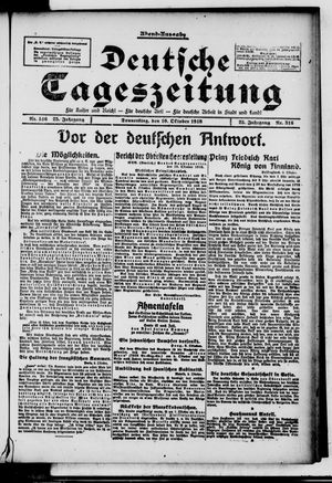 Deutsche Tageszeitung on Oct 10, 1918
